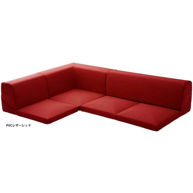 ソファー 3人掛け レザー ローソファ コーナーソファ 【レッド】 ソファー ローソファー 3人掛け コーナーソファ カウチソファ