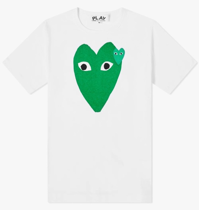 送料無料 プレイ コムデギャルソン Tシャツ P1T060 White トップス 半袖 グリーンハート PLAY Comme des Garcons