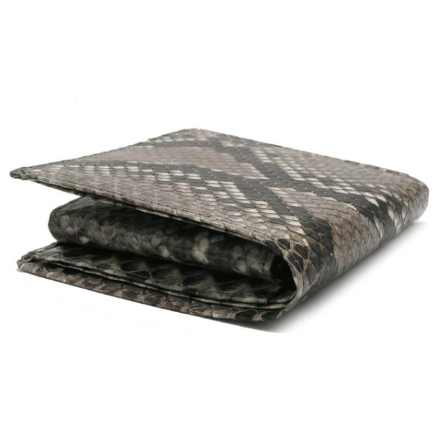 送料無料 錦ヘビ 無双 二つ折り財布 錦蛇革使用 日本製 メンズ