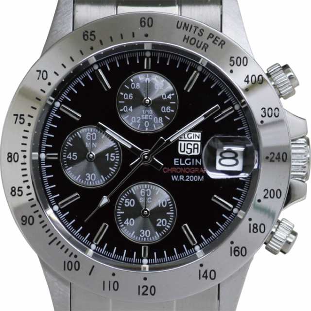 送料無料 エルジン ELGIN クロノグラフ 20気圧防水 メンズ腕時計