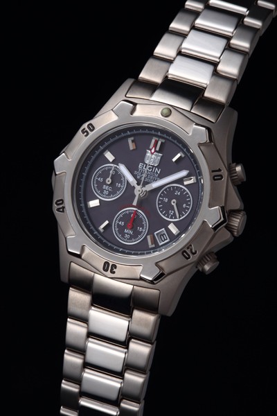 通販大人気エルジン ELGIN 腕時計 メンズ FK1425TI-B クォーツ グレー シルバー エルジン