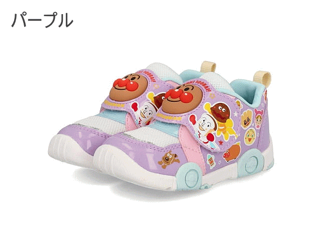 アンパンマン キッズ スニーカー シューズ 子供靴 軽量 通園 プレゼント C147 ムーンスター マルチ ドキンちゃん コキンちゃん 男の子 女の子  カップインソール 14cm 15cm 16cm 17cm 18cm トリコ パープル ピンク ブルー レッド イエロー