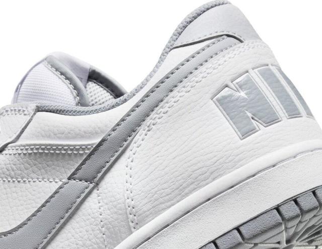 ナイキ スニーカー メンズ ビッグナイキ NIKE BIG ロー ホワイト グレー ローカット 355152-106 大きいサイズ 運動靴 定番 クラシック カジュアル 灰色 白 真っ白 通学 かっこいい 軽量モデル 25cm 25.5cm 26cm 26.5cm 27cm 28cm 28.5cm 29cm