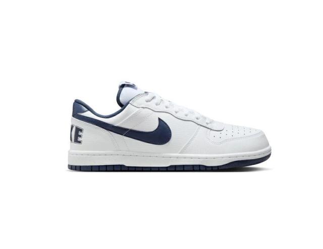 ナイキ スニーカー メンズ ビッグナイキ NIKE BIG ロー ホワイト ネイビー ローカット 355152-140 大きいサイズ 運動靴 定番 クラシック カジュアル 紺色 白 真っ白 通学 かっこいい 軽量モデル 25cm 25.5cm 26cm 26.5cm 27cm 28cm 28.5cm 29cm