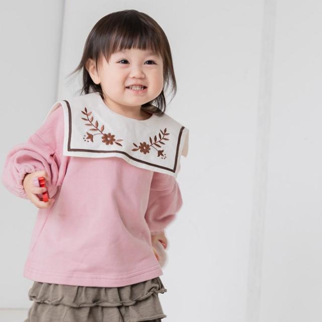 在庫処分 子供服 トレーナーベビー キッズ 衿付き 女の子 裏毛 綿100  