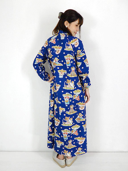 古着 ワンピース 70s Pop 子供 花 イラスト プリント レトロ ガーリー ロング ワンピース 前開き ファスナー 絞り袖 M位 古着の通販はau Pay マーケット 古着屋ドラセナ