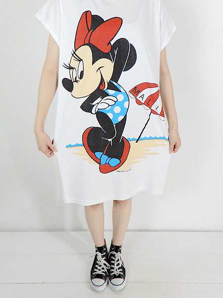 古着 ワンピース 90s Usa製 Disney ディズニー ミニーマウス ビッグ プリント Tシャツ ワンピース Onesize 古着の通販はau Pay マーケット 古着屋ドラセナ