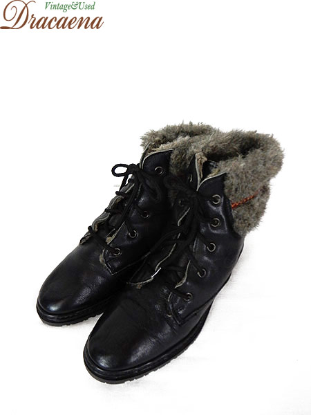 古着 シューズ Italy製 ファー付き レースアップ レザー ブーツ 黒 36 23cm位 靴 古着の通販はau Pay マーケット 古着屋ドラセナ