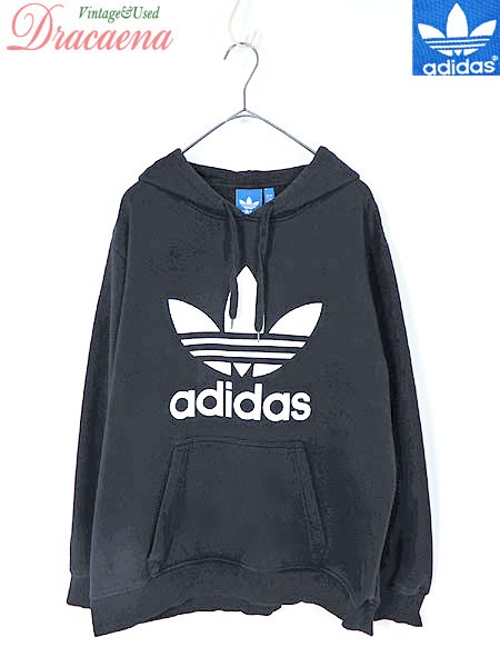 レディーススウェット古着 Adidas アディダス トレフォイル ロゴ ラバー プリント 黒 スウェット パーカー 4lの通販はau Pay マーケット 古着屋ドラセナ