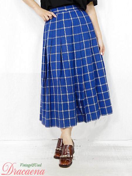 レディーススカート古着 Talbots タルボット カジュアル レトロ チェック 青 タック スカート ロング丈 S位の通販はau Pay マーケット 古着屋ドラセナ