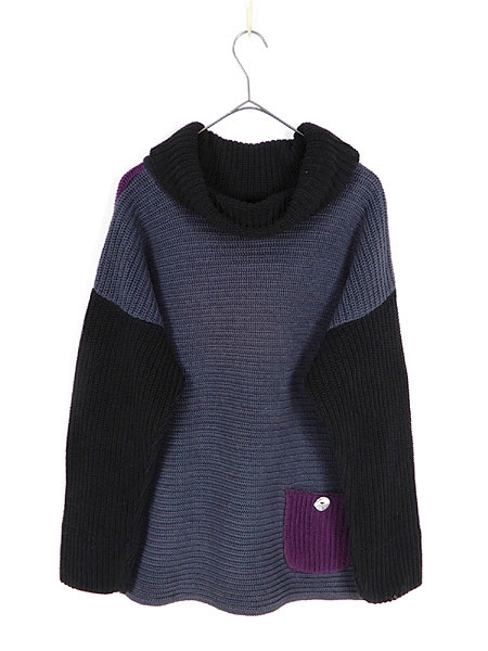 レディース メンズ ニット 古着 Usa製 ブロッキング 黒 紫 グレー コットン 2way オフタートル 長袖 セーター ニット Xlの通販はau Pay マーケット 古着屋ドラセナ