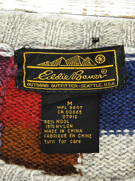 レディースニット古着 Eddie Bauer エディーバウアー カジュアル ボックスチェック カラフル ウール ニット カーディガン Mの通販はau Pay マーケット 古着屋ドラセナ
