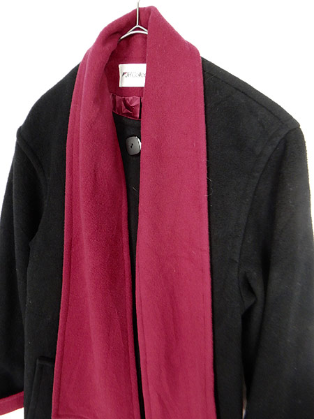 レディース 古着 ジャケット Pure Wool ウール コート ロングコート バイカラ ショール 黒 赤 古着の通販はau Pay マーケット 古着屋ドラセナ