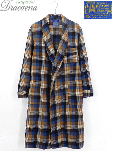 古着 ガウン 80s Usa製 Pendleton チェック ショール カラー ウール ガウン コート 羽織 L ブランド 古着の通販はau Pay マーケット 古着屋ドラセナ