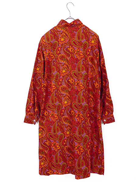 古着 レディース ワンピース 70ｓ 総柄 ペイズリー 赤 オレンジ Aライン シャツワンピ ボタンダウン サイケデリック 古着の通販はau Pay マーケット 古着屋ドラセナ