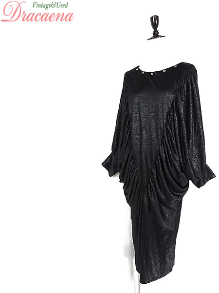 レディース 古着 ワンピース シック ゴージャス スパンコール 黒 ポリエステル ドルマン フリル タイト 長袖 ロング丈 M位 古着の通販はau Pay マーケット 古着屋ドラセナ