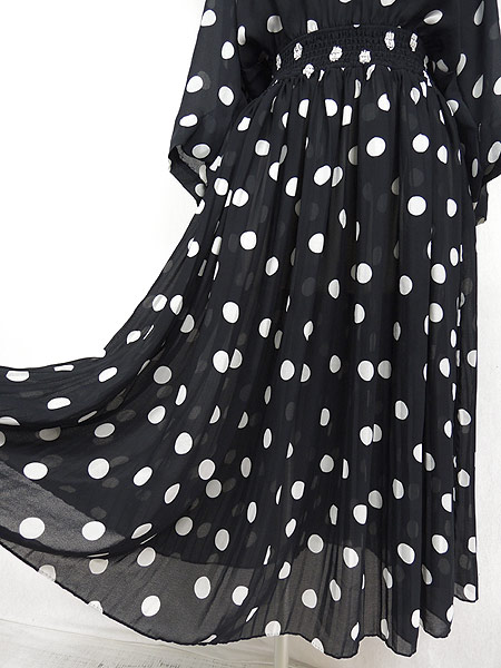 レディース 古着 ワンピース Usa製 ポップ ドット 黒 ポリエステル シフォン 透け感 プリーツ フレア 長袖 ロング ワンピース S 古着の通販はau Pay マーケット 古着屋ドラセナ