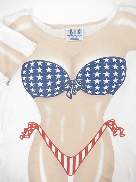 古着 レディース Tシャツ セクシー ビキニ だまし絵 アメリカ 国旗 ビキニ 水着 ビックシルエット Tシャツ L位 古着の通販はau Pay マーケット 古着屋ドラセナ