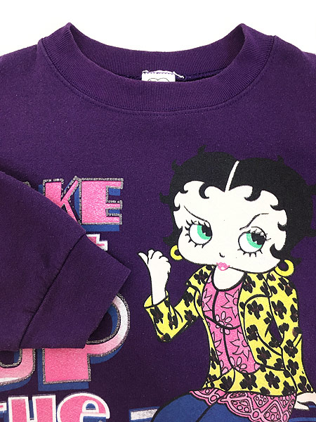 レディース 00s Usa製 Betty Boop ベティー ブープ キャラクター ラメ スウェット 紫 ２x 古着の通販はau Pay マーケット 古着屋ドラセナ