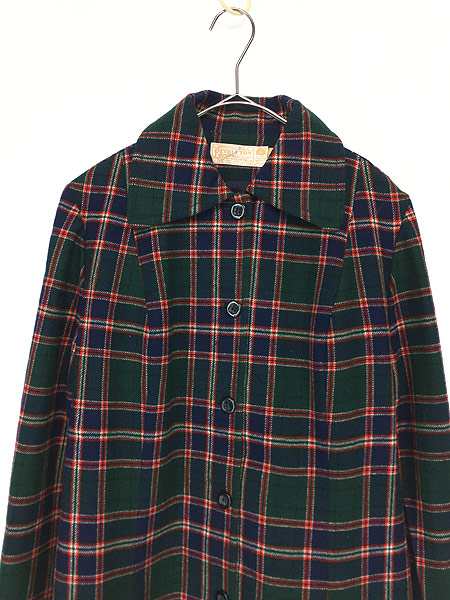 古着 レディース Usa製 70s Pendleton 緑 赤 チェック柄 レトロ 前開き ロング丈 ヴァージン ウール コート ベルト付 16 古着の通販はau Pay マーケット 古着屋ドラセナ