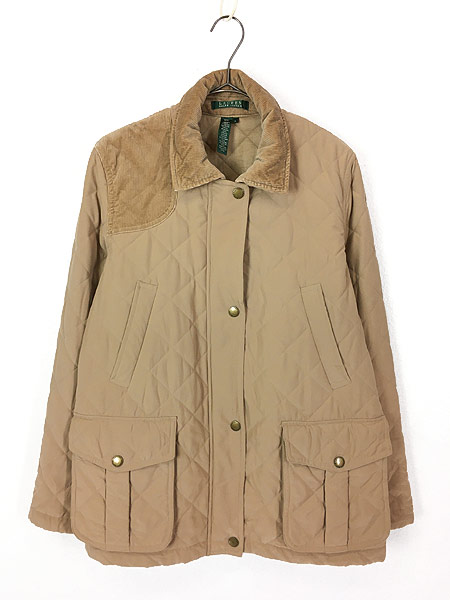 レディース 古着 Lauren Ralph Lauren ラルフ コーデュロイ 切替え 比翼 シンプル スナップ キルティング ジャケット ベージュ L 古着の通販はau Pay マーケット 古着屋ドラセナ