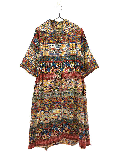 レディース 古着 70s England製 Sujon 花柄 エスニック 総柄 セーラー 襟 ロング丈 コットン ワンピース M位 古着の通販はau Pay マーケット 古着屋ドラセナ