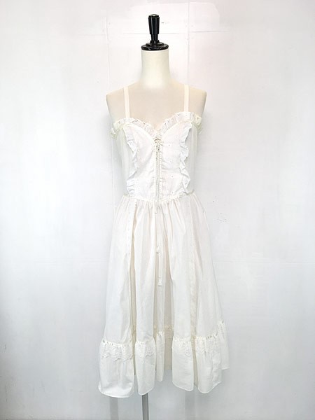 レディース 古着 70s Gunne Sax ガニー 花柄 レース アップ ガーリー キャミソール ミドル丈 ワンピース ドレス 9 L位 古着の通販はau Pay マーケット 古着屋ドラセナ