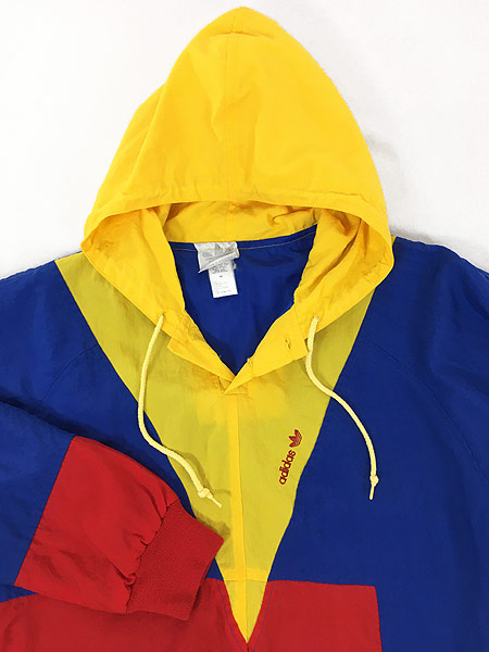 古着 80s Adidas アディダス トレフォイル ロゴ 刺しゅう クレイジー カラー ナイロン プルオーバー フーデッド ジャケット M 古着の通販はau Pay マーケット 古着屋ドラセナ
