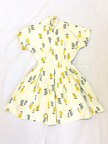 キッズ 古着 60s Betty Barclay 船 総柄 スタンドカラー オールド 半袖 ワンピース 8歳位 子供服 古着の通販はau Pay マーケット 古着屋ドラセナ