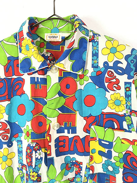 古着 70s Weldon Love フラワー ヒッピー アート 総柄 パジャマ シャツ ロング丈 柄シャツ M 古着の通販はau Pay マーケット 古着屋ドラセナ