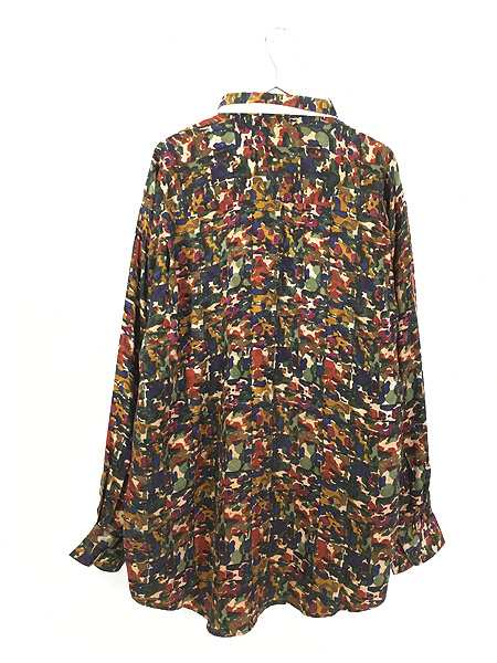 「Deadstock」 古着 90s GOOUCH 迷彩 アート 総柄 織模様 シルク シャツ 柄シャツ 赤 XL 古着｜au PAY マーケット