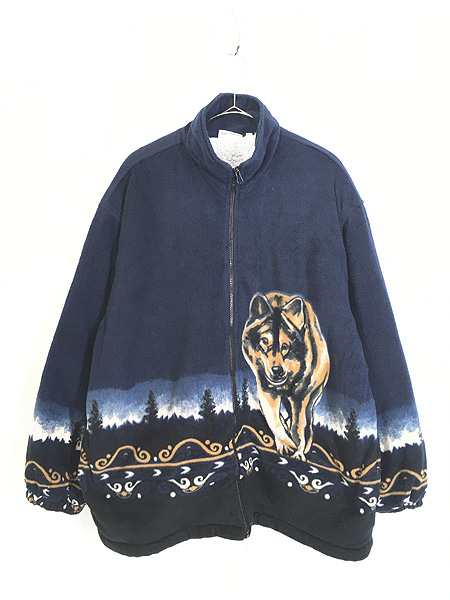 通販正規品 vintage USA製 fleece corner wolf ブルゾン メンズ