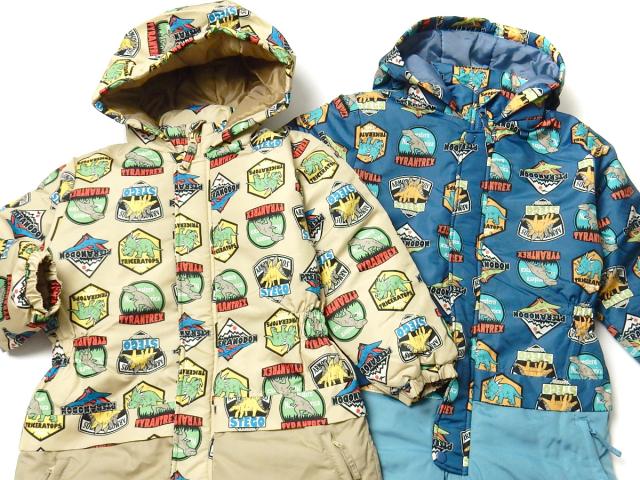 【送料無料】男児 キッズ 中綿 ジャンプスーツ アウター あったか 撥水 サイズ調節機能 前開きファスナー 比翼 恐竜柄 iw-0987_5