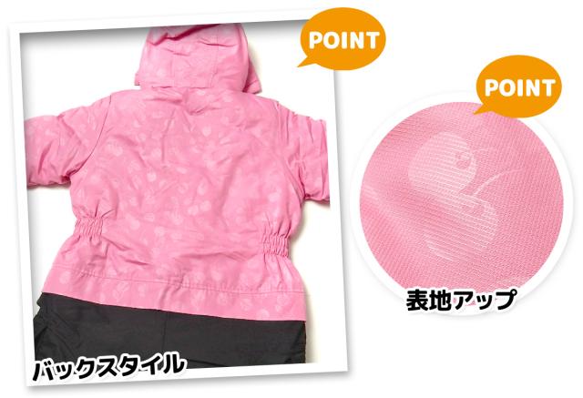 【送料無料】女児 キッズ 中綿 ジャンプスーツ アウター あったか 撥水 サイズ調節機能 前開きファスナー 比翼 さくらんぼ柄 iw-0989_4