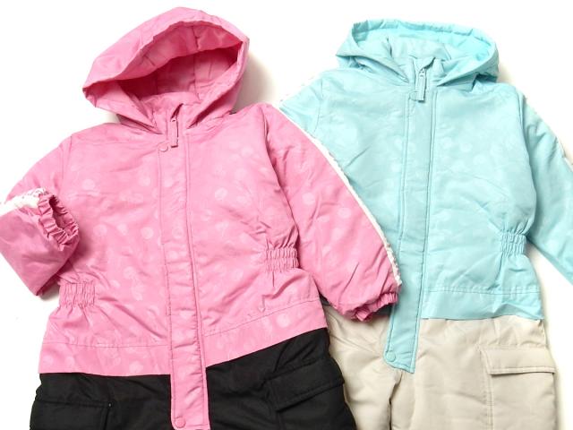 【送料無料】女児 キッズ 中綿 ジャンプスーツ アウター あったか 撥水 サイズ調節機能 前開きファスナー 比翼 さくらんぼ柄 iw-0989_5