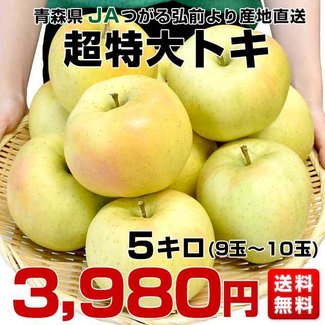 青森県より産地直送 JAつがる弘前 トキ 超大玉 5キロ (9玉から10玉) 送料無料 りんご リンゴ 林檎の通販はau PAY マーケット - 産直だ より