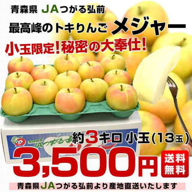青森県より産地直送 JAつがる弘前 プレミアムサンふじ 葉型美人 (はかたびじん) 3キロ(10玉から13玉) 糖度14度以上 送料無料 林檎 りんご リンゴ