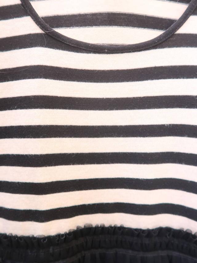 Dazzlin ダズリン ウエスト切り替えチュールボーダーワンピース 五分袖 黒 白 レディース A ランク Sの通販はau Wowma ブランド古着の買取販売 Wanboo