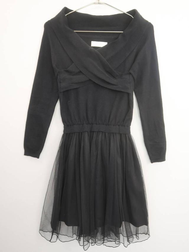 Michellmacaron ミシェルマカロン フロントデザインチュールドッキングニットワンピース 長袖 黒 レディース Aランク Sの通販はau Pay マーケット ブランド古着の買取販売 Wanboo