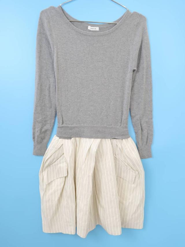 Fray I D フレイアイディー ボートネックコンビワンピース 長袖 グレー 白 レディース Sランク 1の通販はau Pay マーケット ブランド古着の買取販売 Wanboo