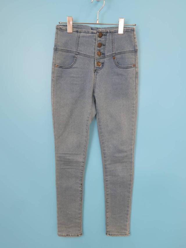 ボタンフライハイウエストスキニーデニムパンツ 青 レディース Aランク Sの通販はau Wowma ブランド古着の買取販売 Wanboo