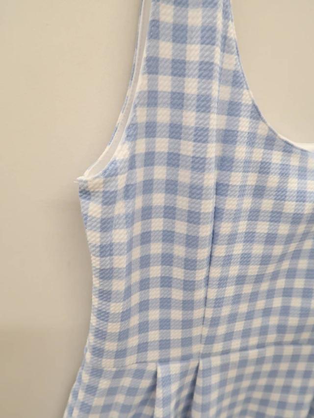 Rienda リエンダ ギンガムチェックタックノースリーブワンピース ノースリーブ 青 白 レディース 新品 Mの通販はau Pay マーケット ブランド古着の買取販売 Wanboo