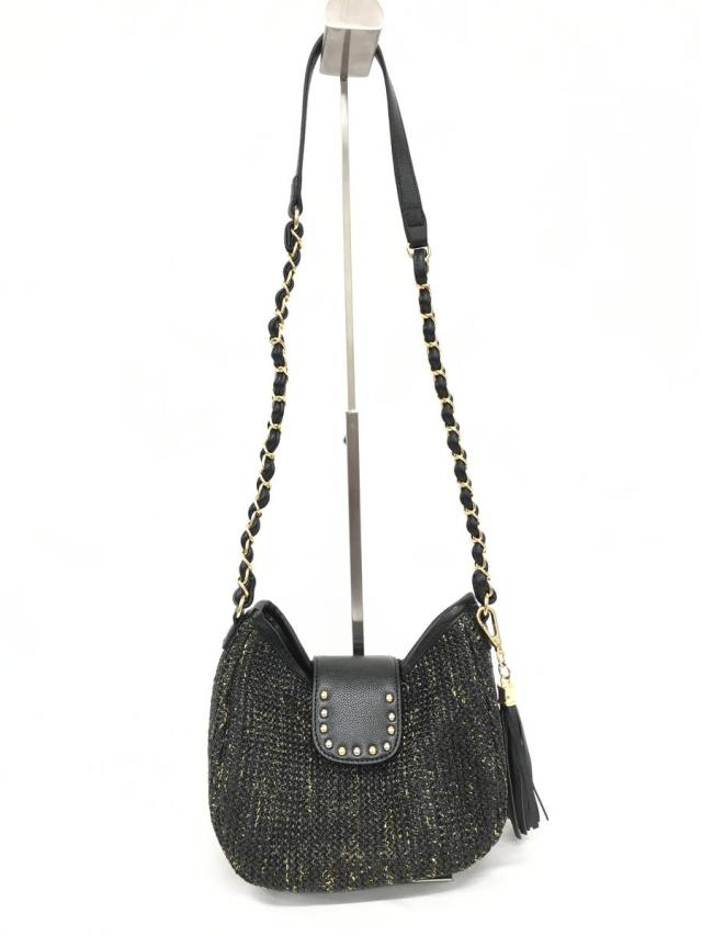 Michellmacaron ミシェルマカロン ラメmixかごショルダーバッグ 黒 ゴールド レディース Aランクの通販はau Pay マーケット ブランド古着の買取販売 Wanboo
