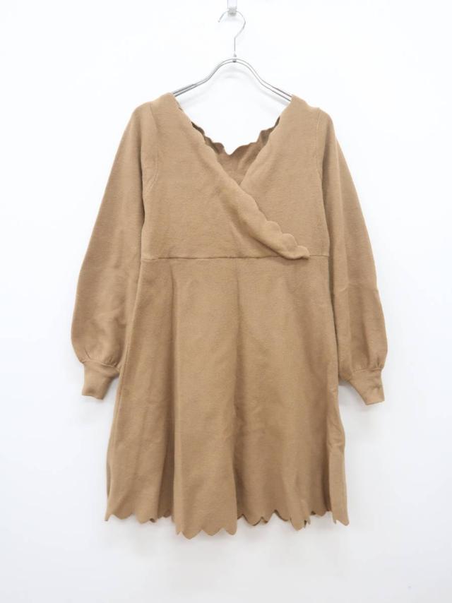 Who S Who Chico フーズフーチコ カシュクールスカラップニットワンピース ベージュ レディース Aランク F 委託倉庫から出荷 の通販はau Pay マーケット ブランド品の買取販売 Wanboo