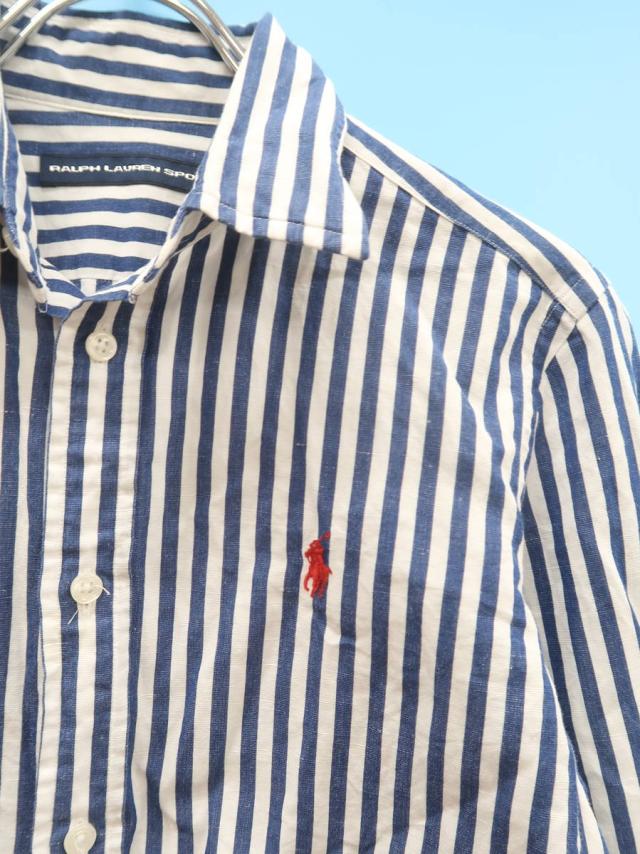 Ralph Lauren Sport ラルフローレンスポーツ ストライプコットンリネンシャツ 長袖 紺 白 レディース Aランク 165 委託倉庫から出荷 の通販はau Pay マーケット ブランド品の買取販売 Wanboo