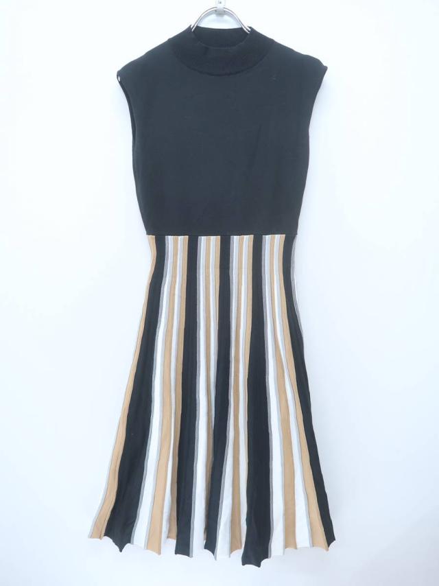 通販 人気 新品 Fray I D 人気 F 黒 プリーツノースリーブリブニットワンピース ロングワンピース マキシワンピース Knowledge21 Com