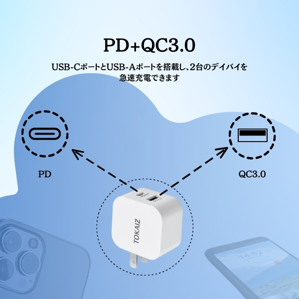 acアダプター type-c usb pd 充電器 type c USB 2口 急速充電器 iphone