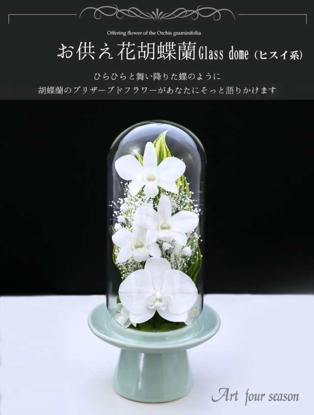 初盆 仏花 お供え花 胡蝶蘭 Glassdome プリザーブドフラワー お供え 仏壇用 プリザーブドフラワー ケース 法事 供花 喪中はがき おの通販はau Pay マーケット アートフォーシーズン