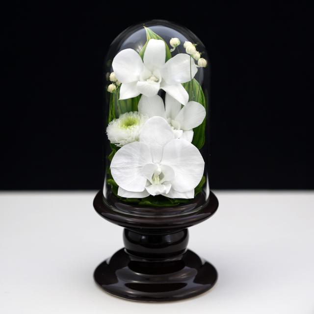 プリザーブドフラワーミニ仏花　スリムタイプ　花器付　一対　胡蝶蘭 プリザーブドフラワーミニ仏花 スリムタイプ 花器付 一対 胡蝶蘭