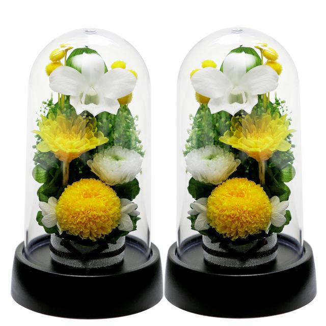 プリザーブドフラワーミニ仏花　スリムタイプ一対　花器付 プリザーブドフラワー仏花 スリムタイプ 花器付 一対｜Yahoo